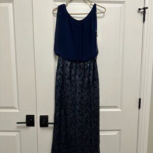 Aidan Mattox Laced Long Dress with Slit